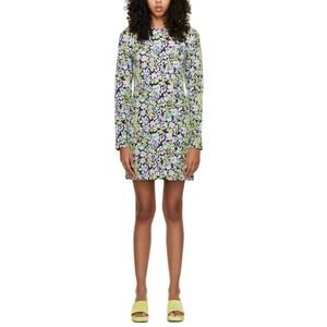 Stine Goya Lecce Mini Dress Womens S Black Multicolor Floral Jacquard Knit